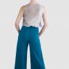 Turquoise flared trousers
